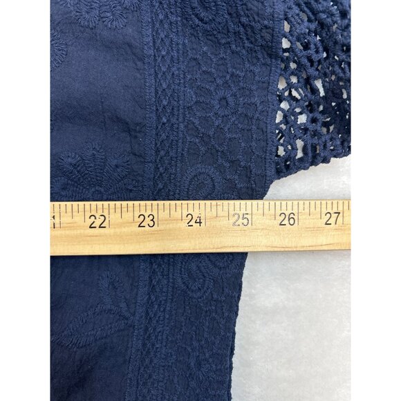 Lane Bryant Blouse Womens 18/20 Plus Blue Navy‎ Tie-Front Embroidered Lace - Picture 5 of 6
